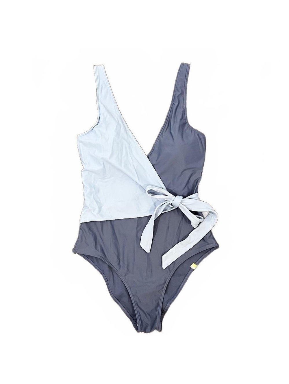 Summersalt Blue Two-Tone Wrap Side Tie One-piece Summer Beach Swimwear